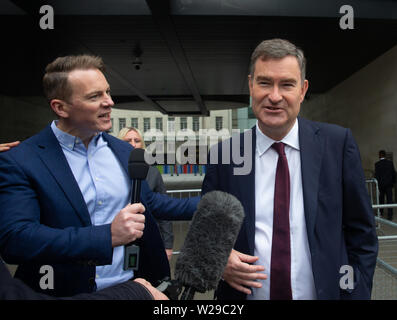 London UK. 07Th Juillet, 2019. Lord chancelier et secrétaire d'État à la Justice, David Gauke, quitte à la BBC Studios après être apparu sur la 'Andrew Marr Show'. Credit : Tommy Londres/Alamy Live News Banque D'Images