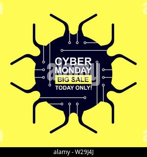 Cyber Monday. Tag label. Icône d'une télévision. Stock Vector illustration Illustration de Vecteur