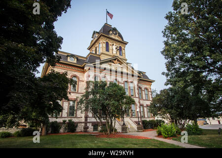 Sault Ste Marie, Michigan, États-Unis - extérieur du palais de justice du comté de Chippewa à Sault Ste Marie dans la péninsule supérieure du Michigan. Banque D'Images