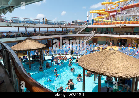 Mexique / Costa Maya - circa 2019 Juin : Carnival Vista Croisière de Galveston Texas à Costa Maya au Mexique. Les lignes de croisière de carnaval. Banque D'Images