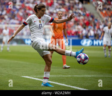 Lyon, France. 07Th Juillet, 2019. Tobin Heath des États-Unis au cours d'un match entre les USA X Pays-bas, valide pour la dernière coupe&# 39;de Coupe du Monde 2019, le stade s'est tenue à Lyon à Lyon, France. Crédit : Foto Arena LTDA/Alamy Live News Banque D'Images