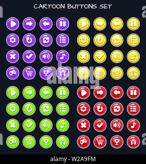 Cartoon bouton set game pack, élément de l'interface graphique pour le jeu mobile Illustration de Vecteur