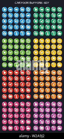 Cartoon bouton set game pack, élément de l'interface graphique pour le jeu mobile Illustration de Vecteur