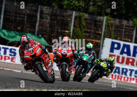 Chemnitz, Allemagne. 07Th Juillet, 2019. 7 juillet 2019, Sachsenring Motorsport racing circuit, Hohenstein-Ernstthal, Chemnitz, Saxe, Allemagne ; de MotoGP Allemagne, jour de la course ; Danilo Petrucci (Ducati) pendant la course : Action Crédit Plus Sport Images/Alamy Live News Banque D'Images