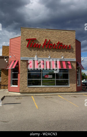 Tim Horton's signe devant le restaurant - Image Banque D'Images