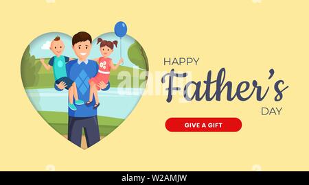 Le jour de père modèle vecteur bannière web. Maison de famille social media concept notification d' illustration. Boutique Internet application, cadeaux vente landing page, la disposition des pages web concept Illustration de Vecteur