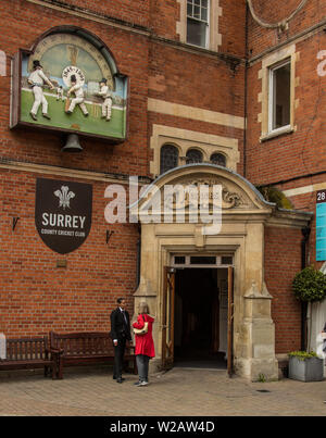 Londres, Royaume-Uni. 7 juillet, 2019. Les membres de l'avant de la première journée de championnat de la Comté Specsavers entre Surrey et Kent à la Kia Oval. David Rowe/Alamy Live News Banque D'Images