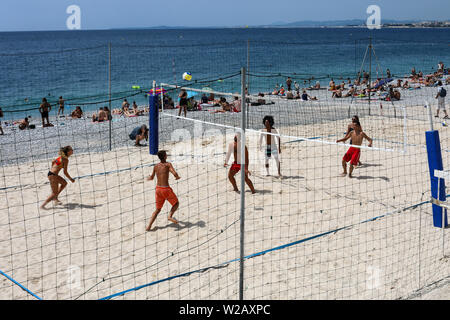 Beach Volley à Nice, France Banque D'Images