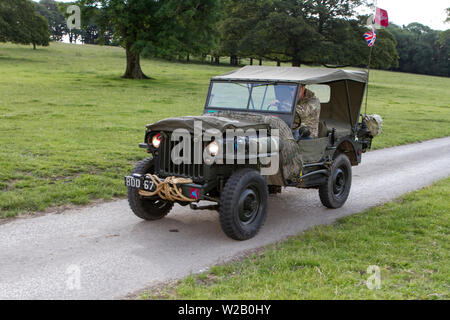 BDO67 jeep de l'armée 1947, historiques et de collection vintage motors 2019 ; Leighton Hall collection transport des voitures & véhicules vétéran d'antan. Banque D'Images