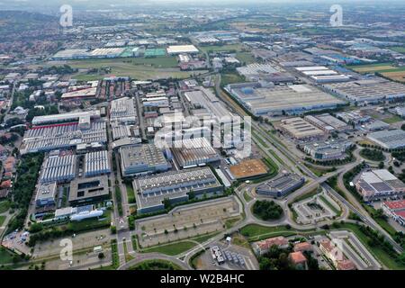 Maranello, Modena, Italie - vue aérienne du complexe de salles de Banque D'Images