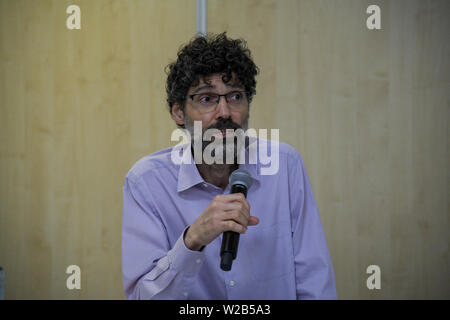 Orateurs Ayse Kotan, Walla Al Husban, Sumeyye Kattiparambi Sheheen Sakarya et critique des études musulmanes à la Palestine Expo 2019 le 7 juillet 2019, au London Olympia, au Royaume-Uni. Banque D'Images