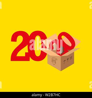 Les numéros de 2020, symbole de la nouvelle année, ouvrir le module. Joyeux Noël, cadeau Secret Santa, arrière-plan modèle. Carte de Vœux de Noël. Vector Illustration. Illustration de Vecteur