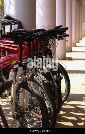 De nombreux nouveaux couleur rouge marque géant bicyclettes vendues à l'extérieur de la boutique à New Delhi Inde Banque D'Images