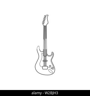 Guitare électro icône en noir et blanc. Vecteur String isolées. Illustration de Vecteur