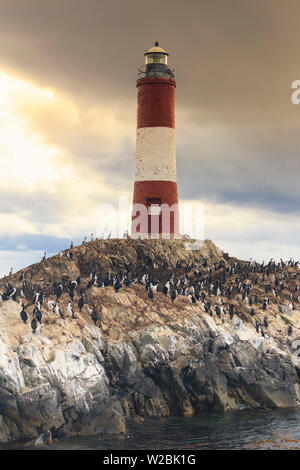 L'Argentine, Terre de Feu, Ushuaia, le Canal de Beagle, les Eclaireurs Ligthouse Banque D'Images