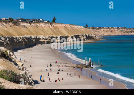 L'Australie, l'Australie du Sud, la péninsule de Fleurieu, Port Alan Jaume & Fils, augmentation de la vue de la plage Banque D'Images