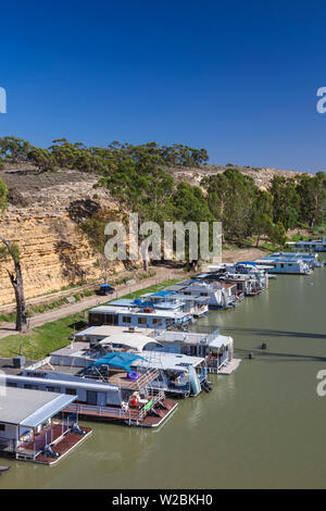 L'Australie, l'Australie, Murray River Valley, Blanchetown, Murray River, péniches, elevated view Banque D'Images