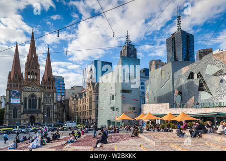 L'Australie, Victoria, Melbourne, VIC, Federation Square, extérieur Banque D'Images