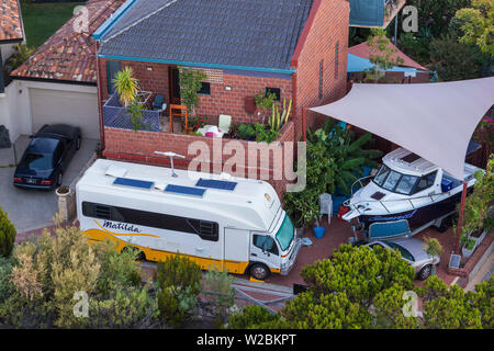 L'Australie, Australie occidentale, Bunbury, elevated view de maisons de plage de Marlston Hill, Dawn Banque D'Images