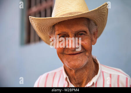 Cuba, Trinidad, Portrait d'un homme âgé Banque D'Images