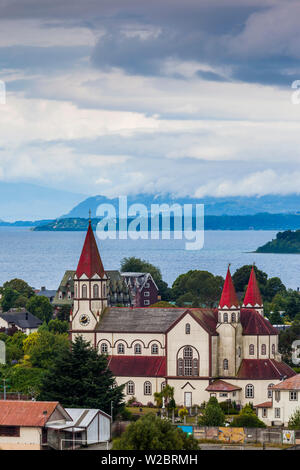 La région de Los Lagos, Chili, Puerto Varas, Iglesia de Sagrado Corazon de Jesus church Banque D'Images