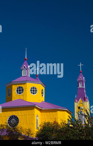 Le Chili, l'Ile de Chiloé, Castro, Eglise de San Francisco eglise, extérieur Banque D'Images