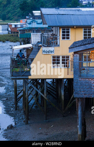 Le Chili, l'Ile de Chiloé, Castro, maison sur pilotis, des maisons sur pilotis Banque D'Images