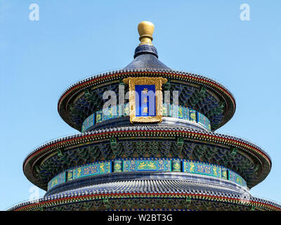 La Chine, Pékin, Temple du Ciel (Tian Tan) classés au Patrimoine Mondial par l'UNESCO, salle de prière pour les bonnes récoltes Banque D'Images