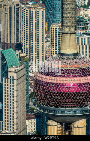 La Chine, Shanghai, vue sur le Quartier Financier de Pudong, l'Oriental Pearl Tower Banque D'Images