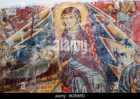 Sainte Vierge, fresque du 13e siècle, église de Panagia tou Moutoulla, Moutoullas, Chypre Banque D'Images