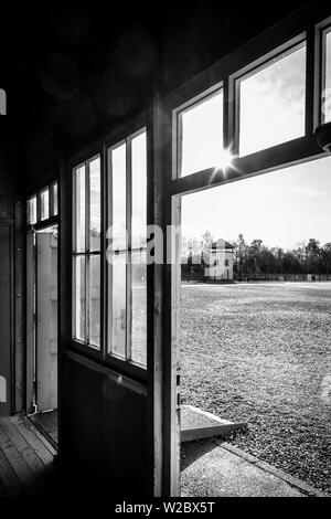 Allemagne, Bavière, Munich-Dachau, WW-2 ère camp de concentration nazi, à la caserne, de l'intérieur du bâtiment Banque D'Images