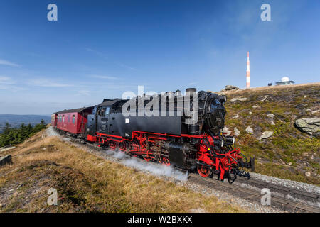 Voyager en train à vapeur à partir de Wernigerode au sommet de la montagne Brocken, Harz, Saxe-Anhalt, Allemagne Banque D'Images