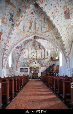 Le Danemark, Mon, Elmelunde Kirke, Elmelunde Church, 11e siècle, fresques de l'intérieur Banque D'Images