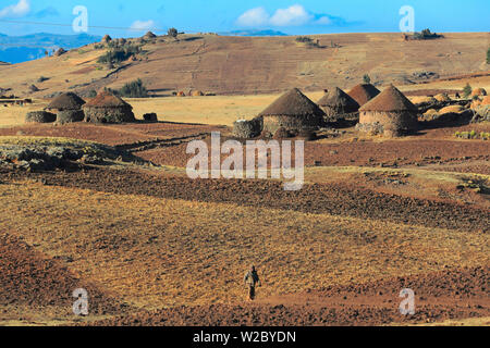 Avis de highlands près de Dilbe, région d'Amhara, en Éthiopie Banque D'Images