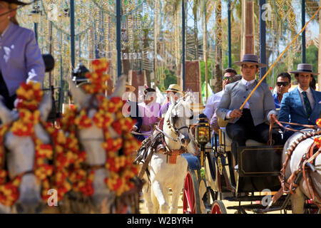 Foire aux chevaux annuelle, Jerez de la Frontera, province de Cadiz, Andalousie, Espagne Banque D'Images