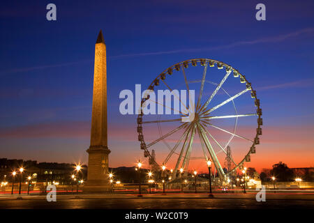 Grande roue et l'Obélisque, Place de La Concorde, Paris, France, l'Europe de l'Ouest. Banque D'Images