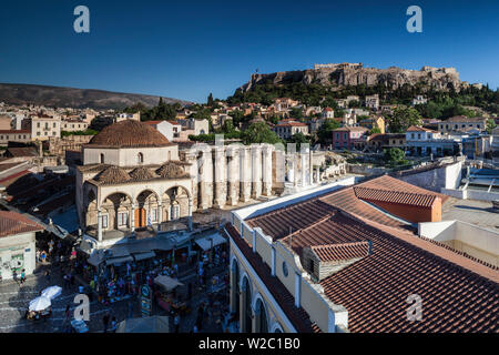 Grèce, Athènes de la place Monastiraki et de l'Acropolis Banque D'Images