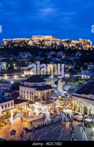 Grèce, Athènes de la place Monastiraki et de l'Acropolis Banque D'Images