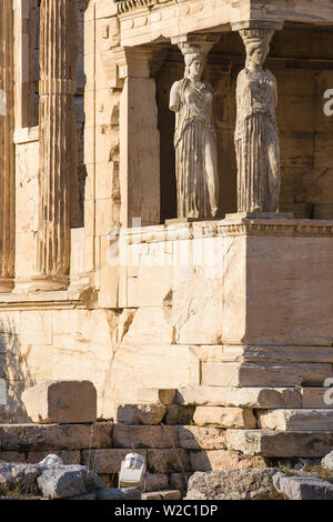 La Grèce, de l'Attique, Athènes, l'Acropole, l'Erechtheion, portique de cariatides Banque D'Images