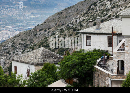 En Grèce, région de Thessalie, Makrinitsa, péninsule de Pelion, détail de construction Banque D'Images