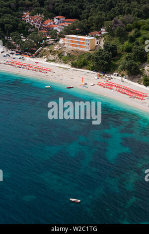 La Grèce, l'Épire Région, Parga, plage arrière, augmentation de la vue depuis le château vénitien Banque D'Images