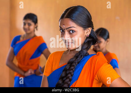 Leçon de danse traditionnelle indienne, Cohin, Kerala, Inde Banque D'Images