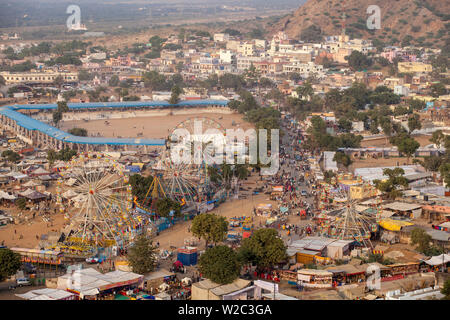 L'Inde, Rajasthan, Pushkar, vue aérienne de Pushkar Camel Fair Banque D'Images