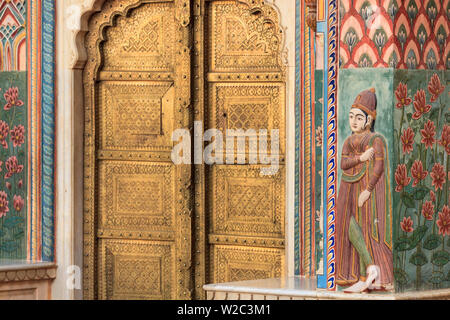 L'Inde, Rajasthan, Jaipur, City Palace, Lotus Gate Banque D'Images