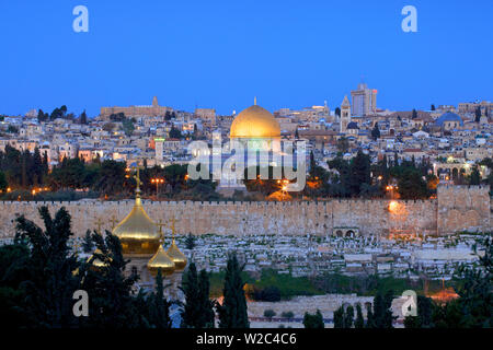 Vue sur Jérusalem depuis le mont des Oliviers, Jérusalem, Israël, Moyen Orient Banque D'Images
