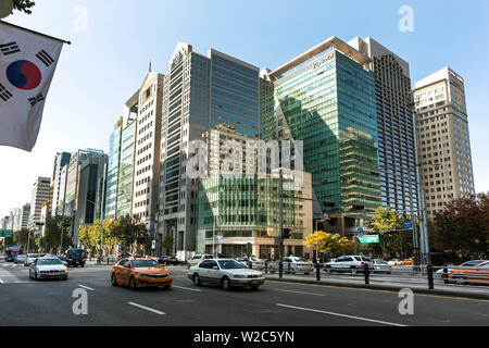 Architecture dans le quartier financier moderne de Gangnam-gu, Seoul, Corée du Sud Banque D'Images