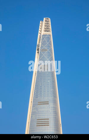 Lotte Tower (555m de gratte-ciel, 5ème bâtiment le plus haut du monde lorsqu'il sera terminé en 2016), Séoul, Corée du Sud Banque D'Images