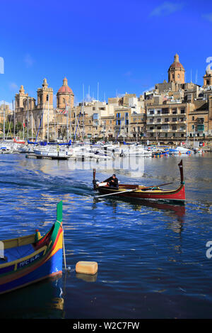 Avis de Birgu (Vittoriosa) à partir de la Isla (Senglea), Malte Banque D'Images