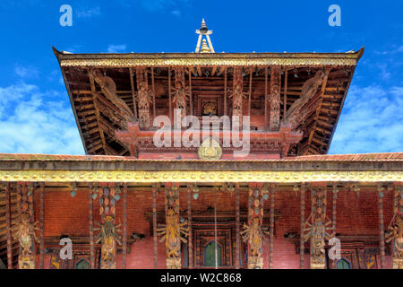 Vérin de pavillon Sculpture, temple de Changu Narayan, le plus ancien temple hindou au Népal, près de Bhaktapur, Népal Banque D'Images
