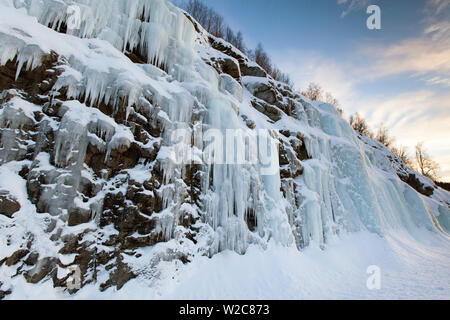 Cascade de glace, la région du Troms, Norvège Banque D'Images